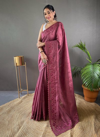 Purple Silk Engagement Traditional Saree