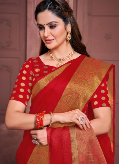 Red Casual Contemporary Style Saree