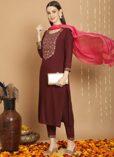 Remarkable Brown Rayon Pant Style Suit