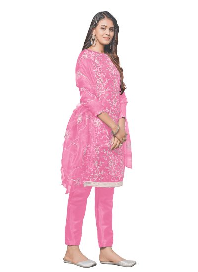 Rose Pink Organza Party Pant Style Suit