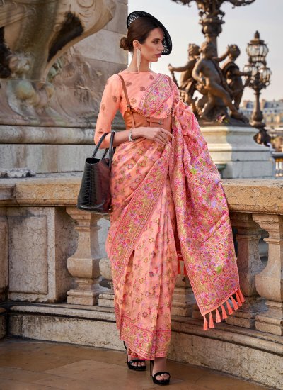 Royal Peach Weaving Trendy Saree