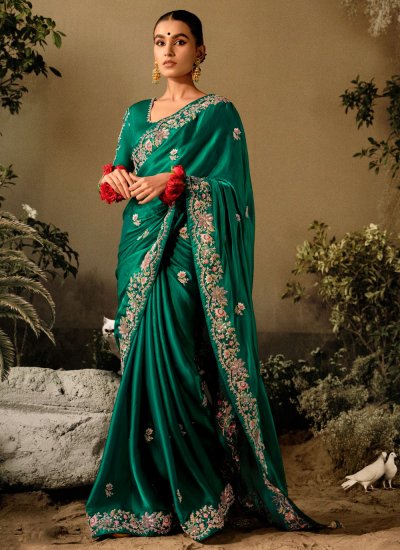 Scintillating Silk Embroidered Classic Saree