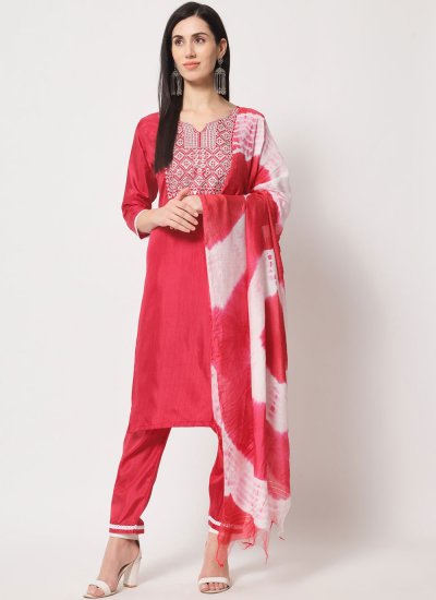 Silk Embroidered Salwar Kameez in Pink
