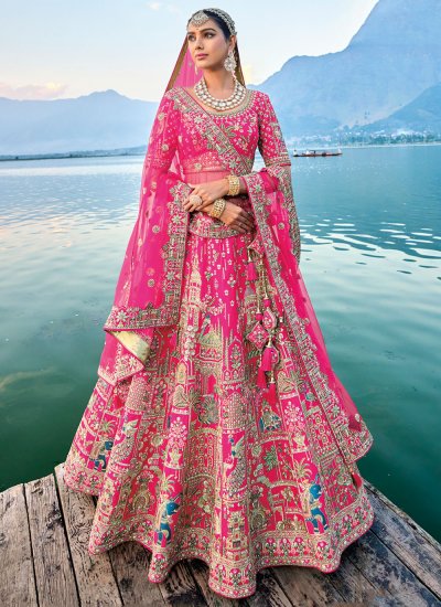 Silk Pink Trendy Lehenga Choli