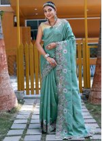 Silk Teal Traditional Designer Saree