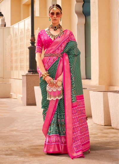 Silk Weaving Designer Traditional Saree in Green
