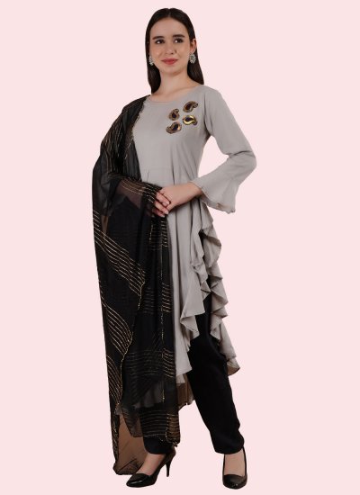 Trendy Suit Patchwork Rayon in Grey