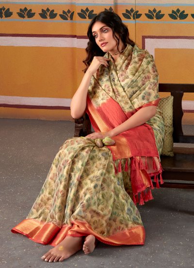 Vivid Multi Colour Handloom silk Contemporary Saree