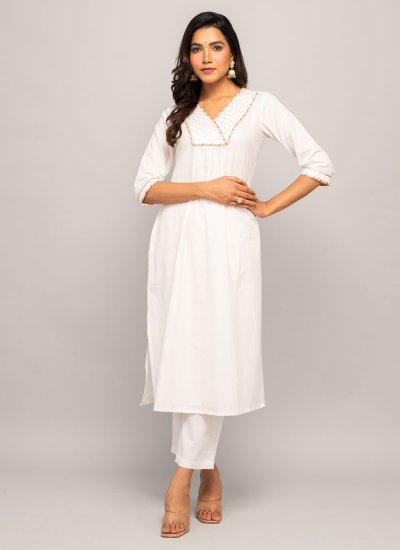 White Printed Salwar Suit