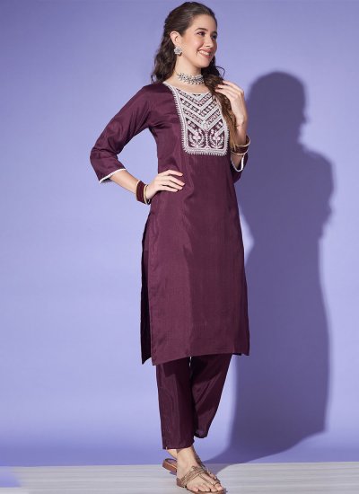 Zesty Silk Embroidered Pant Style Suit