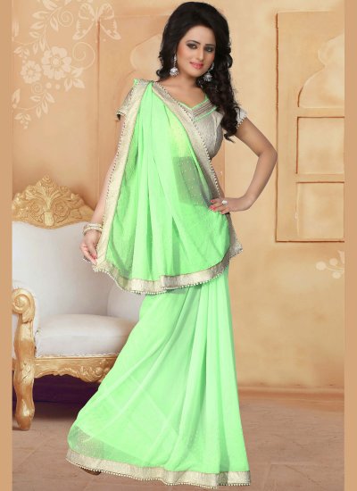 Flawless Faux Georgette Patch Border Work Saree