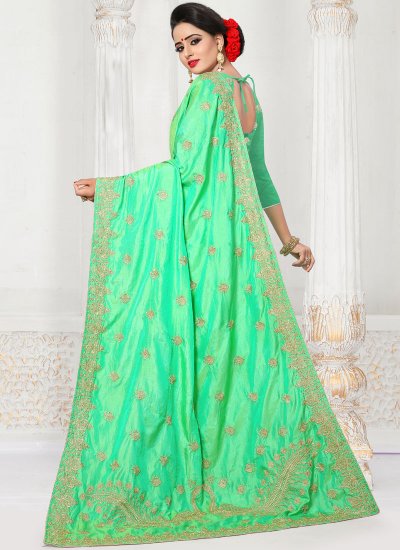 Pretty Silk Green Designer Traditional Saree