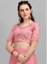 A Line Lehenga Choli Embroidered Net in Pink