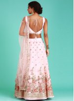 A Line Lehenga Choli Embroidered Net in Pink