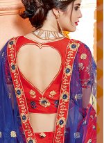 A Line Lehenga Choli Embroidered Silk in Red