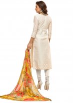 Absorbing Chanderi Silk Embroidered Off White Trendy Salwar Kameez
