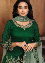 Absorbing Green Art Silk Designer Patiala Suit