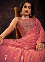 Absorbing Pink Georgette Designer Gown