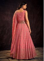 Absorbing Pink Georgette Designer Gown