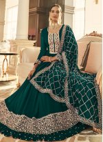 Absorbing Pure Georgette Green Readymade Floor Length Gown 