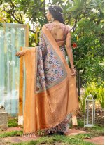 Absorbing Silk Mauve  Digital Print Designer Traditional Saree