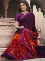 Abstract Print Faux Georgette Saree in Multi Colour