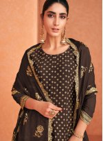 Adorable Brown Embroidered Designer Palazzo Suit