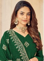 Adorable Green Embroidered Vichitra Silk Salwar Kameez