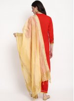 Adorable Red Plain Cotton Bollywood Salwar Kameez