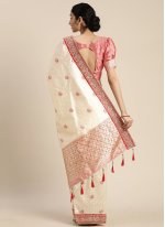 Adorning Embroidered Off White Designer Traditional Saree