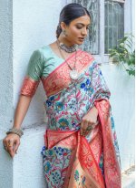 Adorning Multi Colour Banarasi Silk Designer Saree