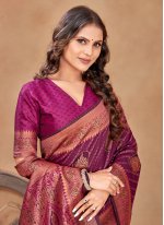 Adorning Satin Silk Woven Designer Saree