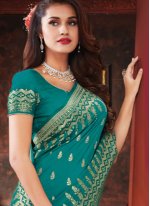 Adorning Weaving Aqua Blue Banarasi Silk Classic Designer Saree