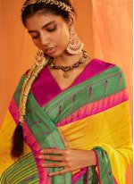 Adorning Woven Yellow Brasso Traditional Saree