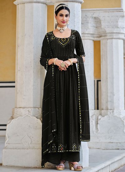 Aesthetic Black Embroidered Palazzo Salwar Suit