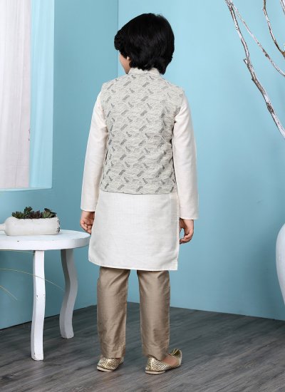 
                            Aesthetic Cotton Silk Printed Work Kurta Payjama With Jacket