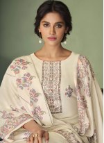 Aesthetic Digital Print Cotton Cream Designer Palazzo Salwar Suit