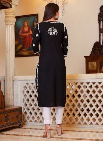 Aesthetic Lucknowi work Black Readymade Salwar Suit 