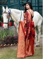 Aesthetic Red Weaving Designer Traditional Saree