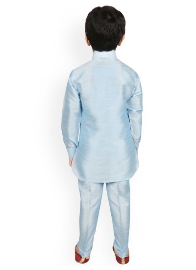 Aesthetic Turquoise Plain Work Kurta Pyjama
