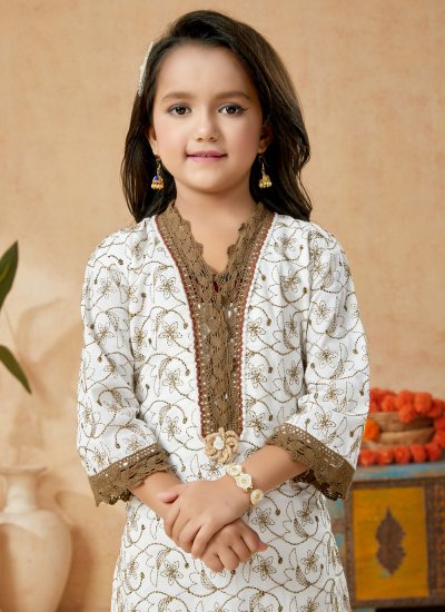 
                            Affectionate Embroidered Work Cotton Pant Style Suit