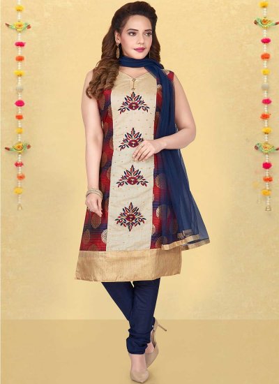Affectionate Multi Colour Embroidered Silk Readymade Suit