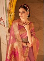 Affectionate Pink Weaving Classic Saree