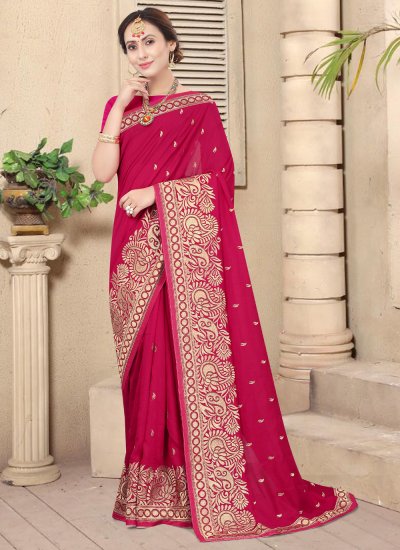 Affectionate Vichitra Silk Rani Classic Saree