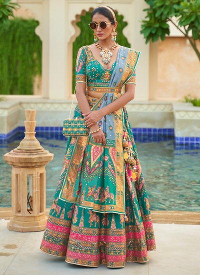Aishwarya Rai Bachchan Mirror Multi Colour Silk Readymade Lehenga Choli