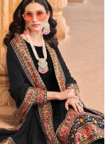 Alluring Black Velvet Trendy Salwar Kameez