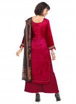 Alluring Maroon Embroidered Designer Palazzo Suit