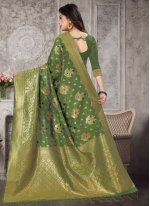 Amazing Green Weaving Art Banarasi Silk Designer Traditional Saree