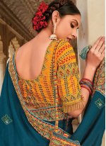 Amusing Embroidered Teal Traditional Saree