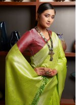 Amusing Green Weaving Kanjivaram Silk Trendy Saree